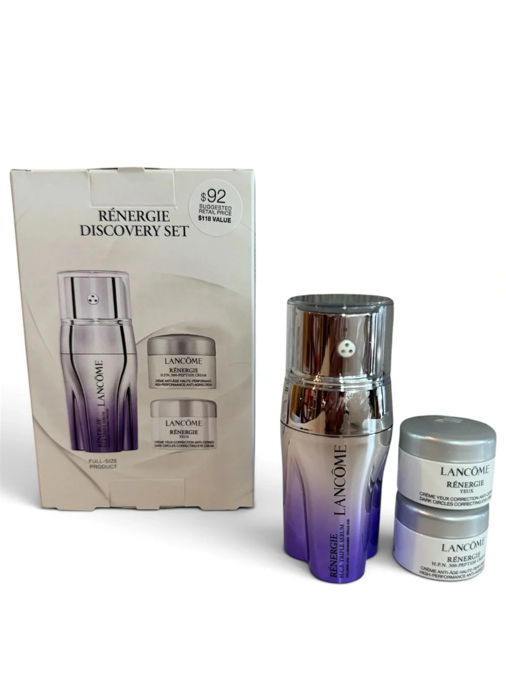 New Lancome Rénergie H.C.F. Triple Serum Skincare Discovery Set $118 Value